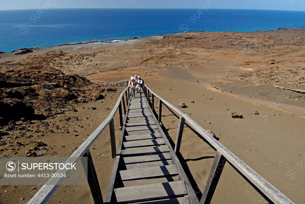 Stair leading to summit of Bartolome Island Galapagos