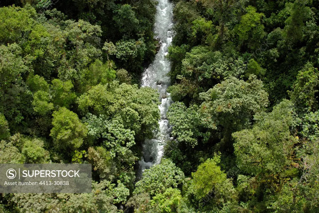 Air shot of rainforest near Quito Ecuador