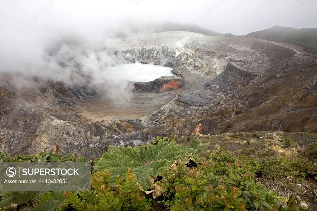 Poas volcano crater Costa Rica