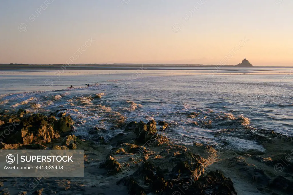 Rising tide in the Bay of Mont-Saint-Michel France