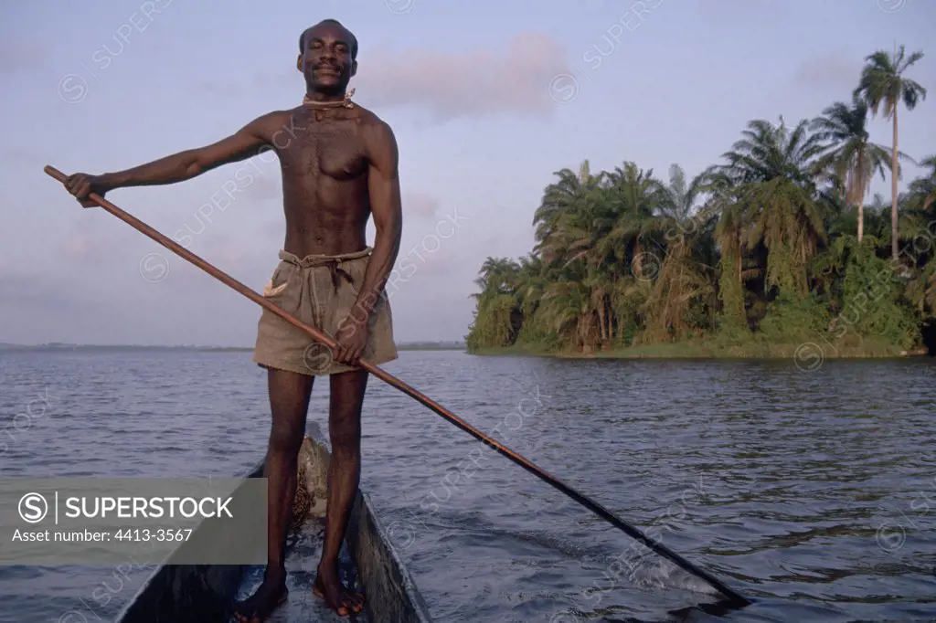 Paddler on the lake Nanga Congo