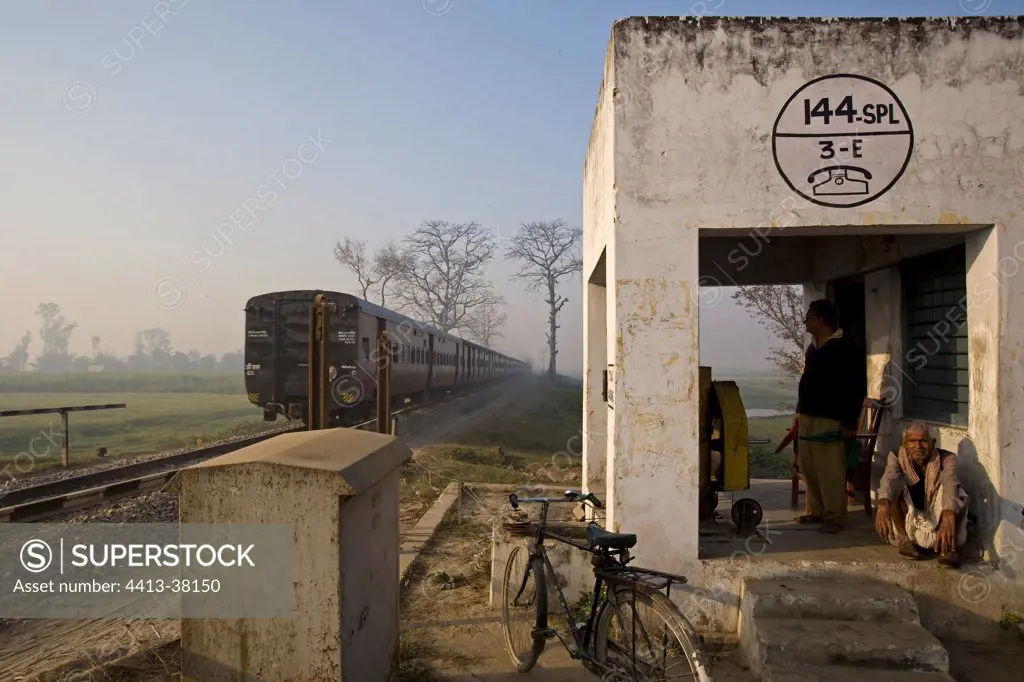 Level-crossing keepers waiting Uttar Pradesh India