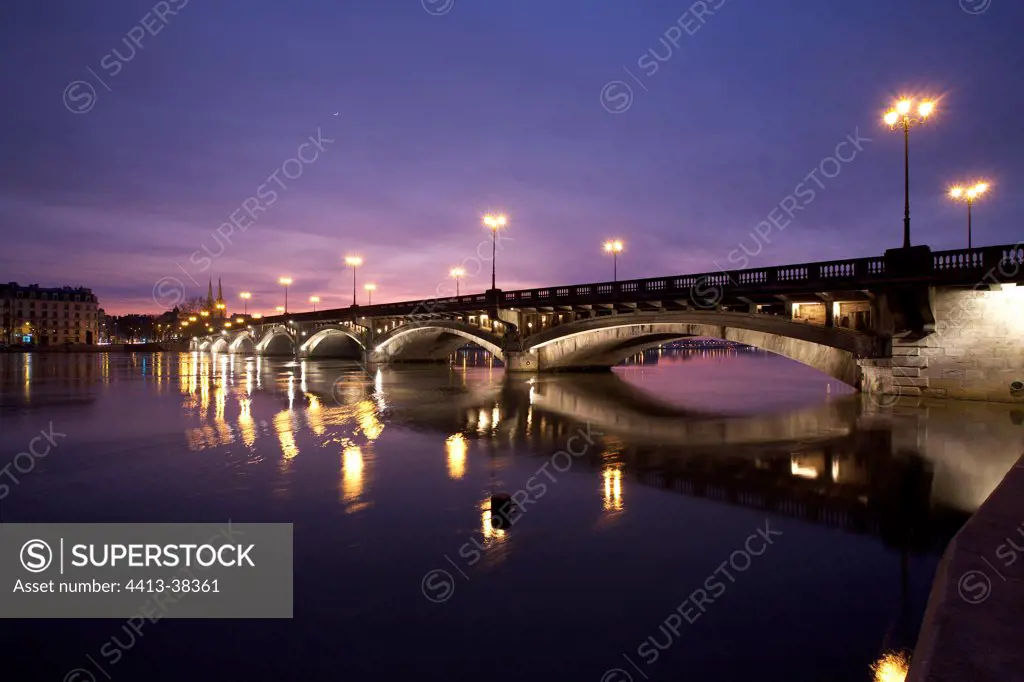 Saint Esprit bridge by night in Bayonne France