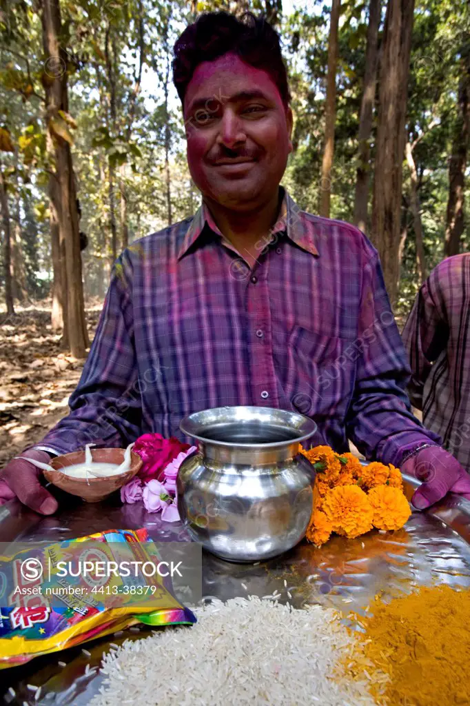 Offering food at a festive ritual India