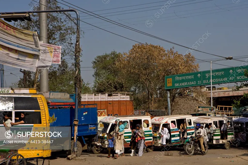 Traffic in town Uttar Pradesh India