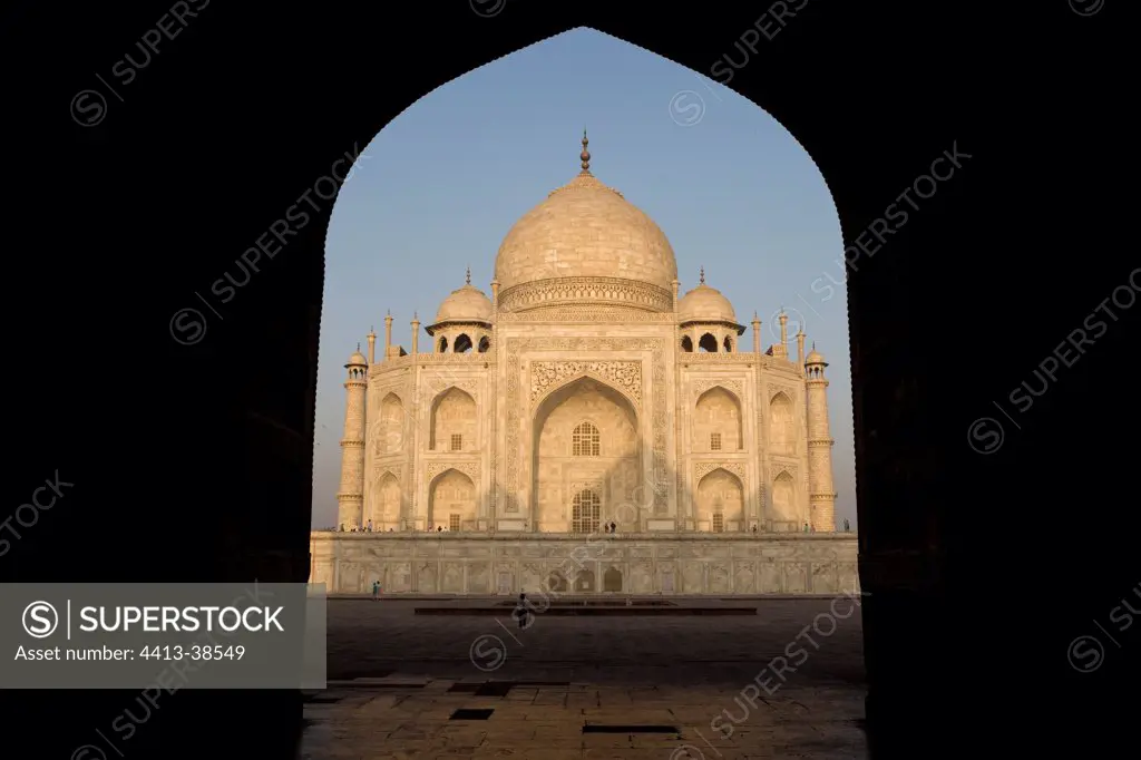 Back shot of the Taj Mahal through a door Uttar Pradesh