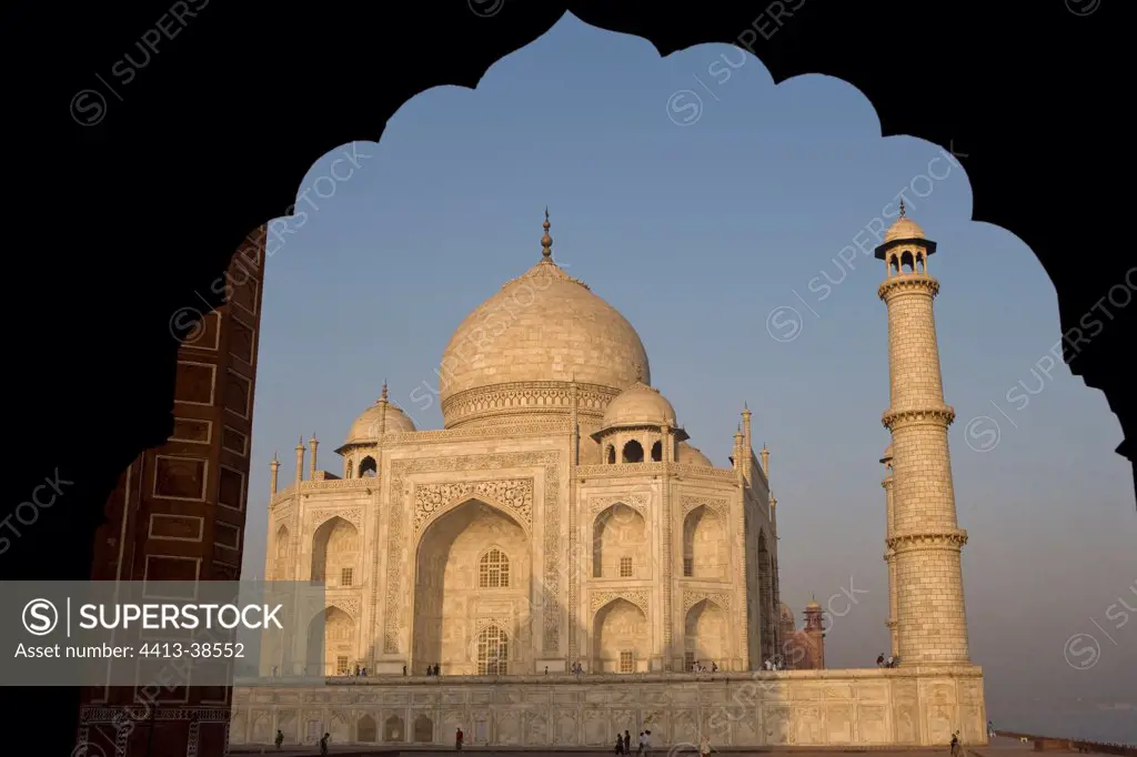 Back shot of the Taj Mahal through a window Uttar Pradesh