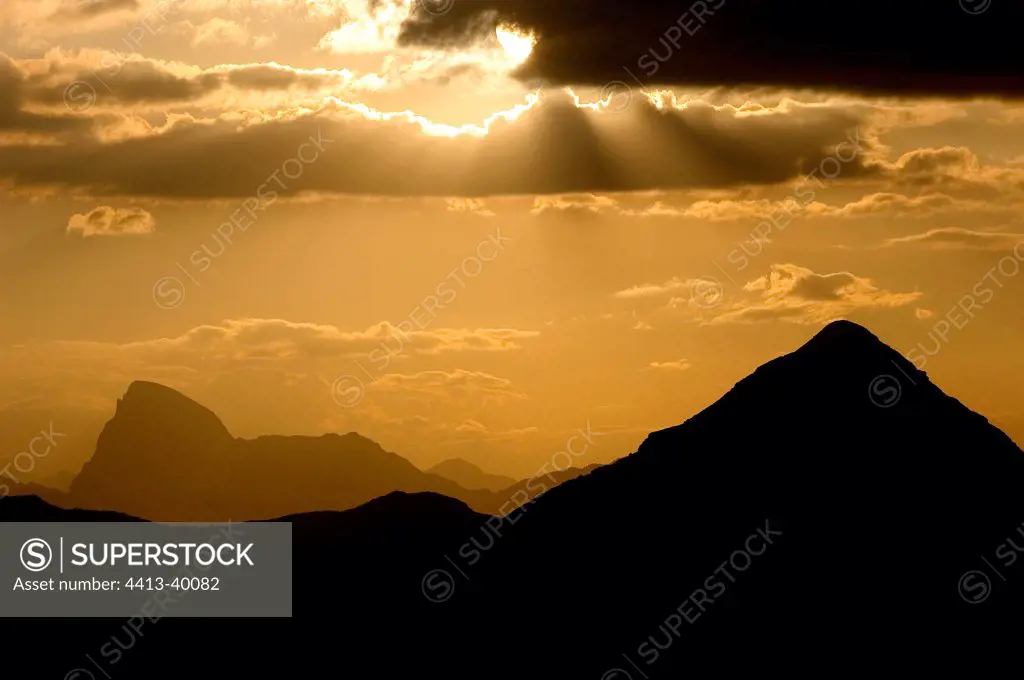 Sunrise from Servizio Pass in San Giacomo Valley Italy