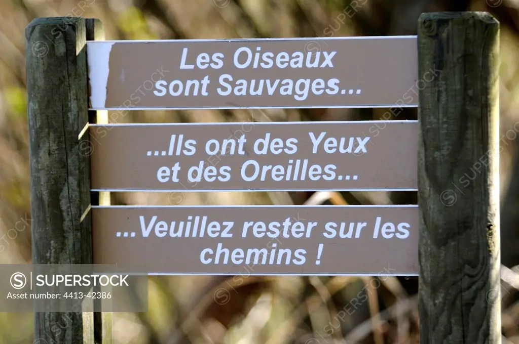 Panels of information in the park Marquenterre