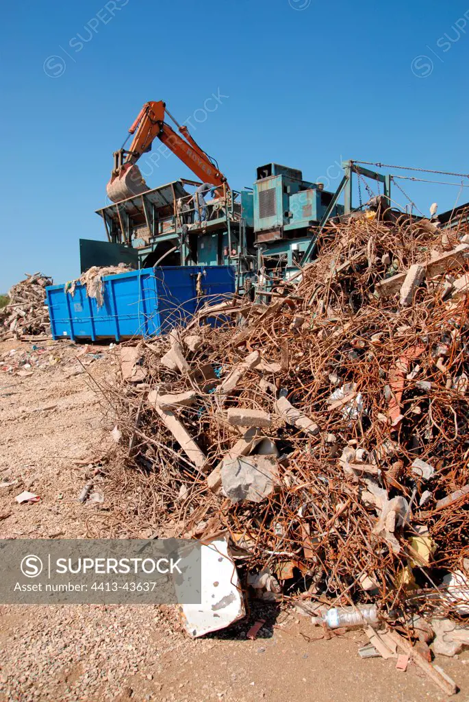 Metal scrap in a waste processing site