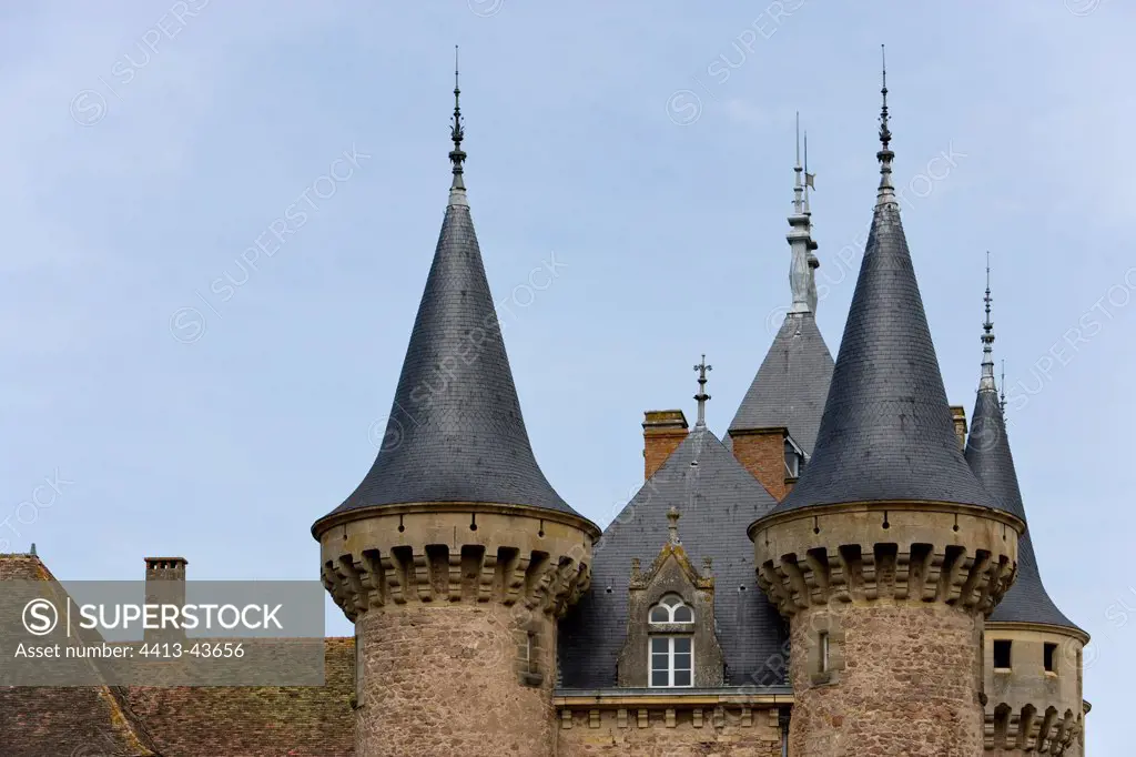 Slate roofs of the Clayette Castle Bourgogne France