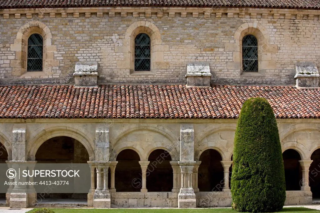 Roman cloister at the Fontenay Abbey Bourgogne France