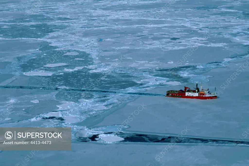 Ice-breaker Astrolabe crossing the pack Antarctica