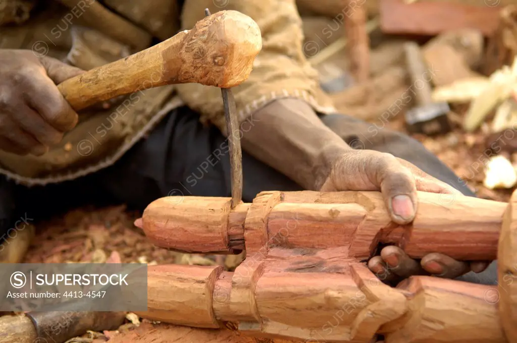 Craftsman carving wood Country Dogon Mali