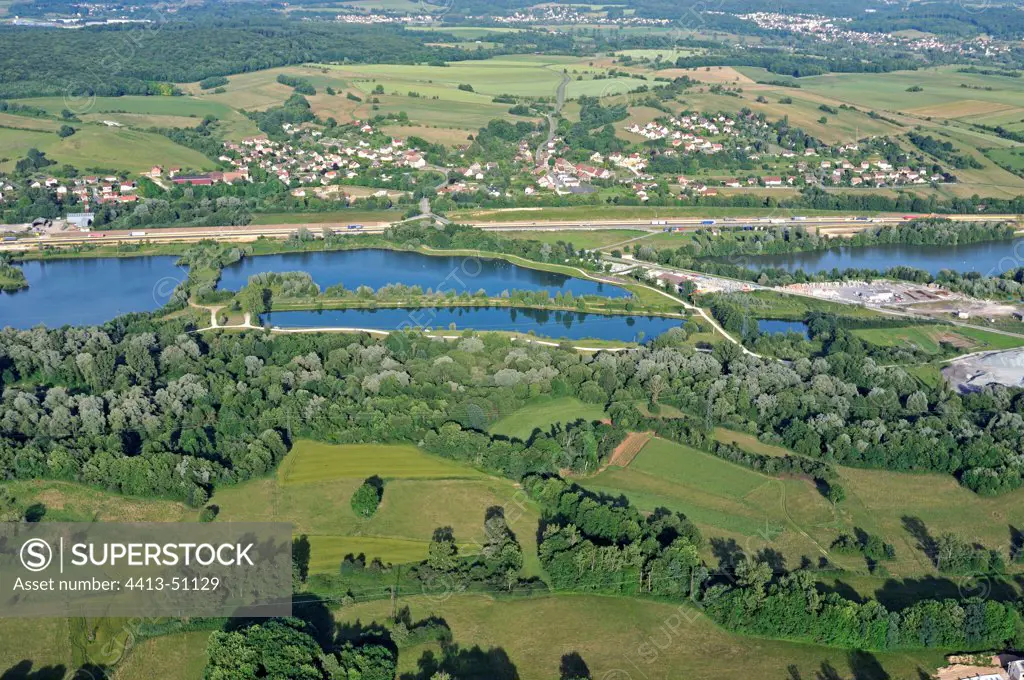 Aerial view of the lower valley Savoureuse Nommay