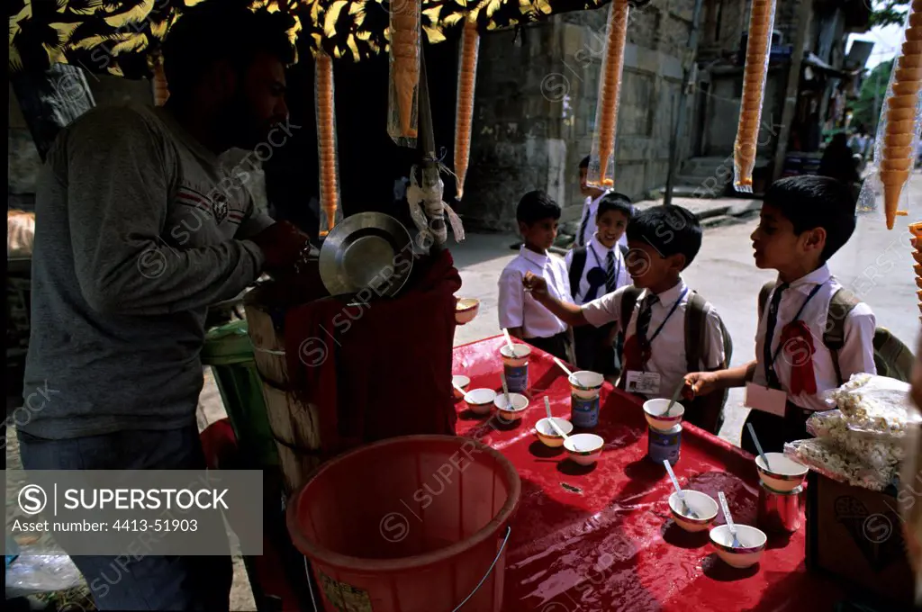 Students buying food Srinagar India