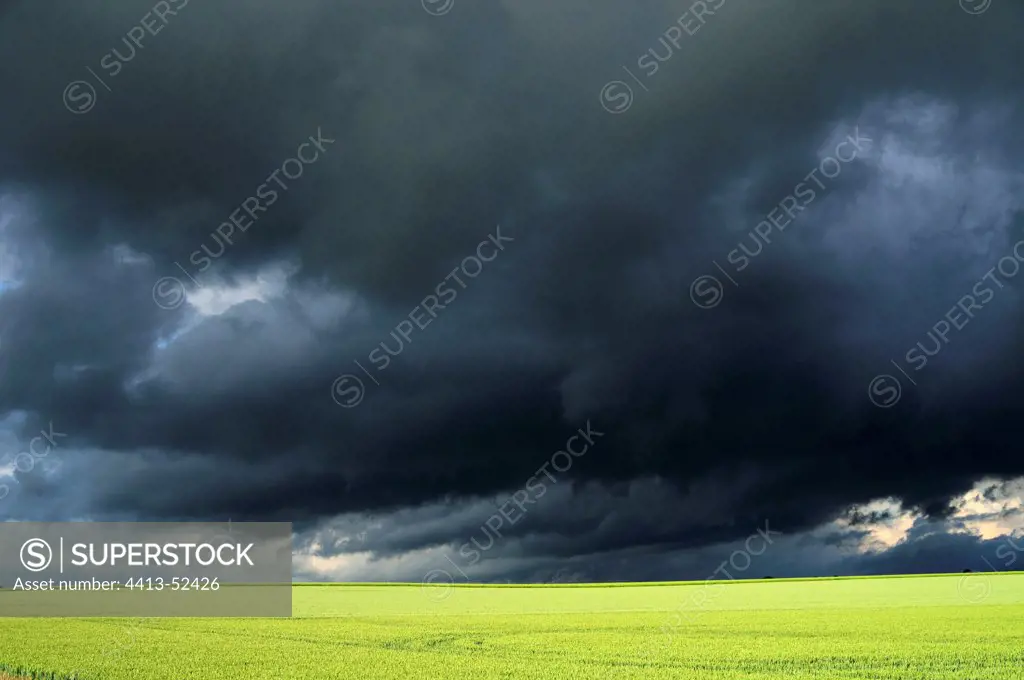 Cumulonimbus basis of a stormy sky Burgundy France
