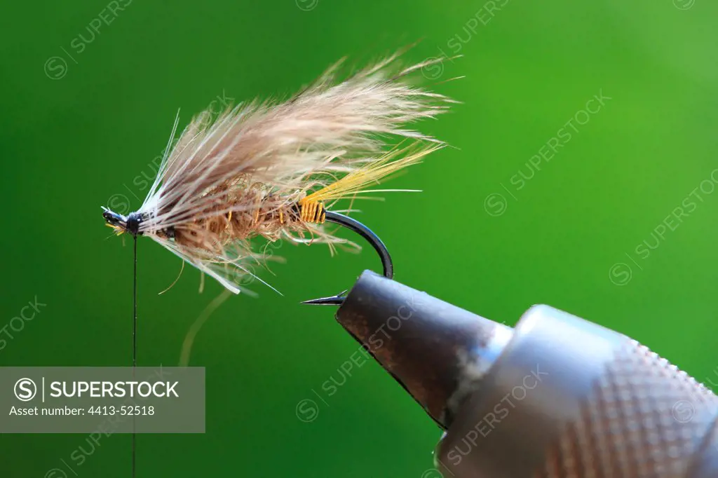 Fishing fly with a fishhook for trout fishing France