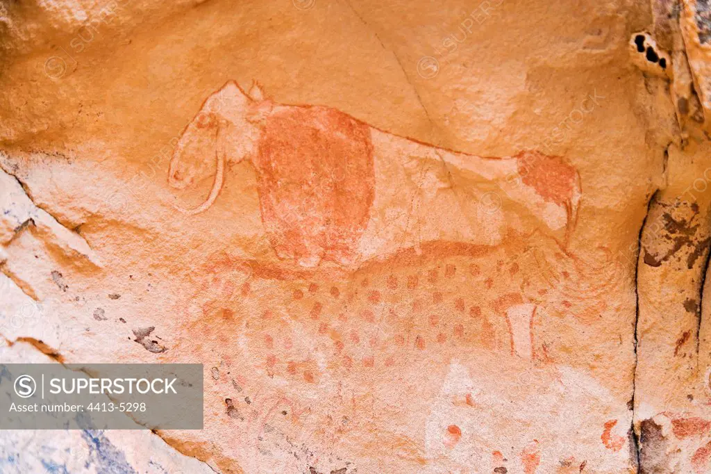 Cave paintings in the area of Tadrart Sahara Algeria