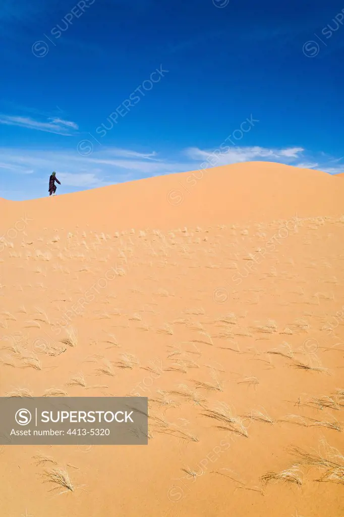 Tuareg on a sand duneTassili N'ajjer Algeria