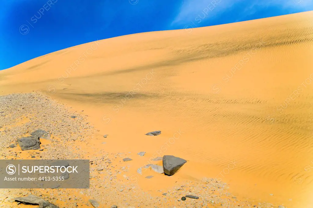 Dunes sand black and yellow Tassili N'ajjer Algeria