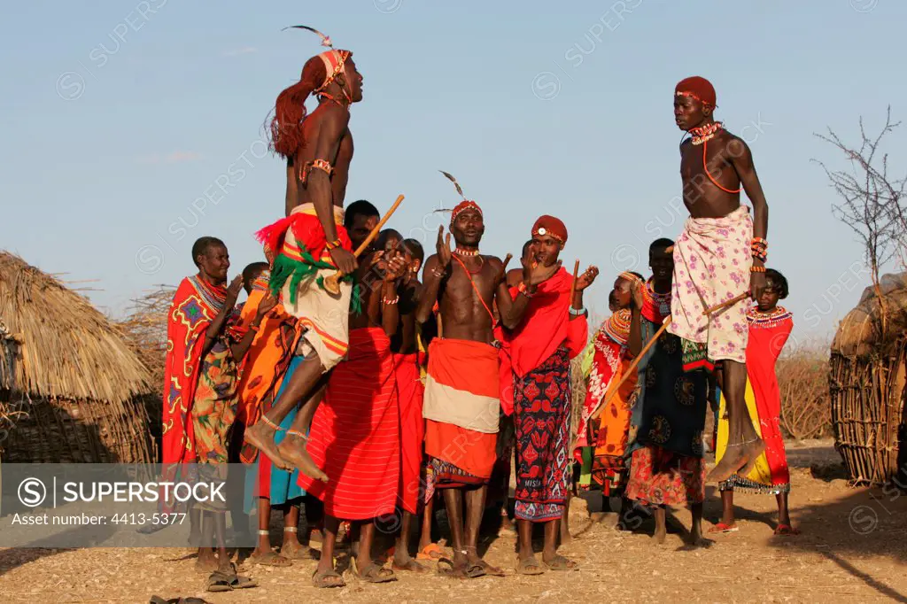 Traditional dance of the men of the tribe Samburu Kenya