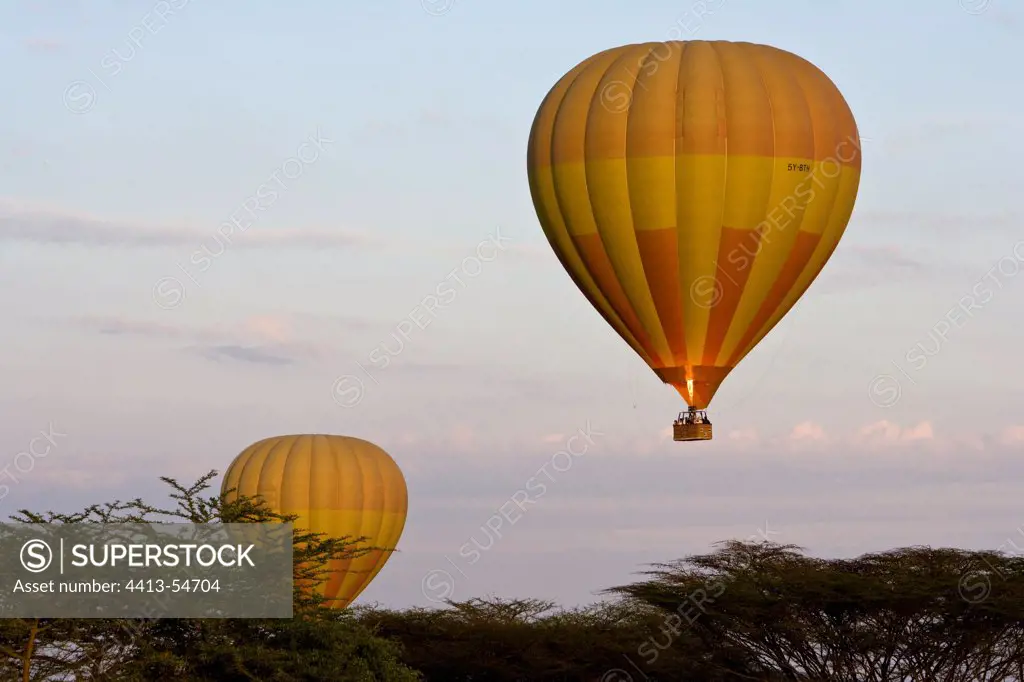 Hot air-balloons over the Masai Mara Game Reserve Kenya