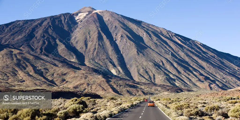 Road on El Teide volcano Tenerife Canary