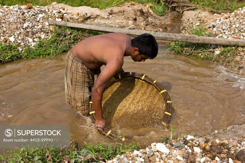 Artisan mine for research of semi-precious stonesSri Lanka