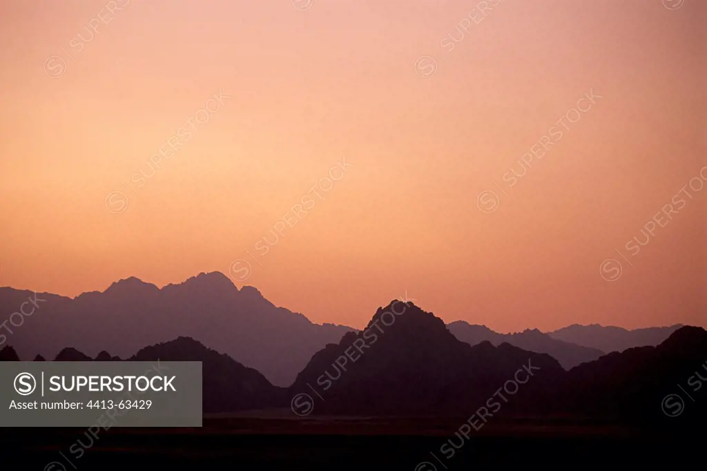 Moses Mount at sunset in the desert of Sinai Egypt