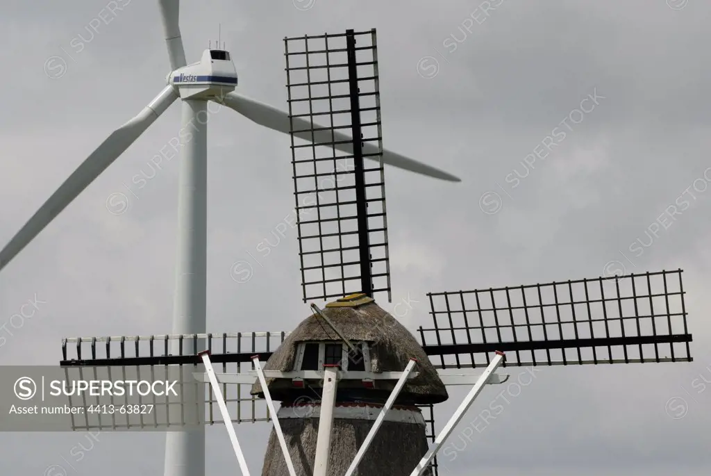 Wind and old windmill Harlingen Netherlands