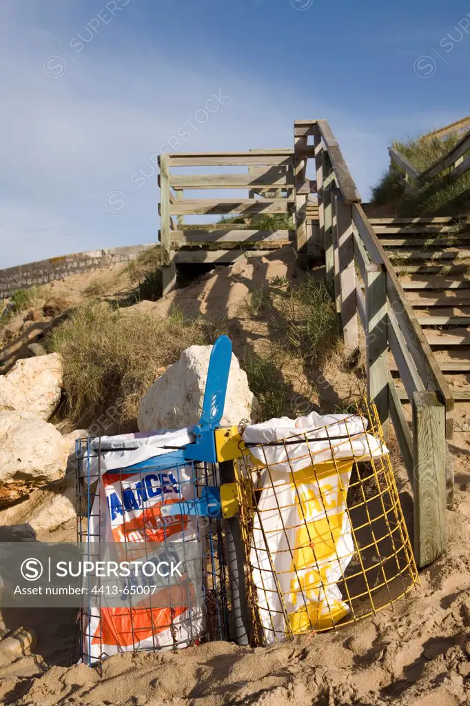Sorting bins on a beach RéIsland France