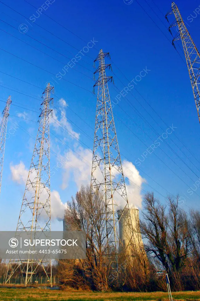 Tricastin Nuclear thermal power station and high-tension lin