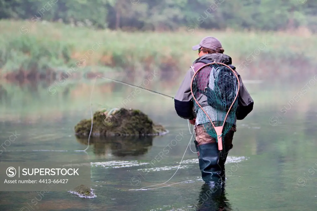 Fly fishing in the River Doubs