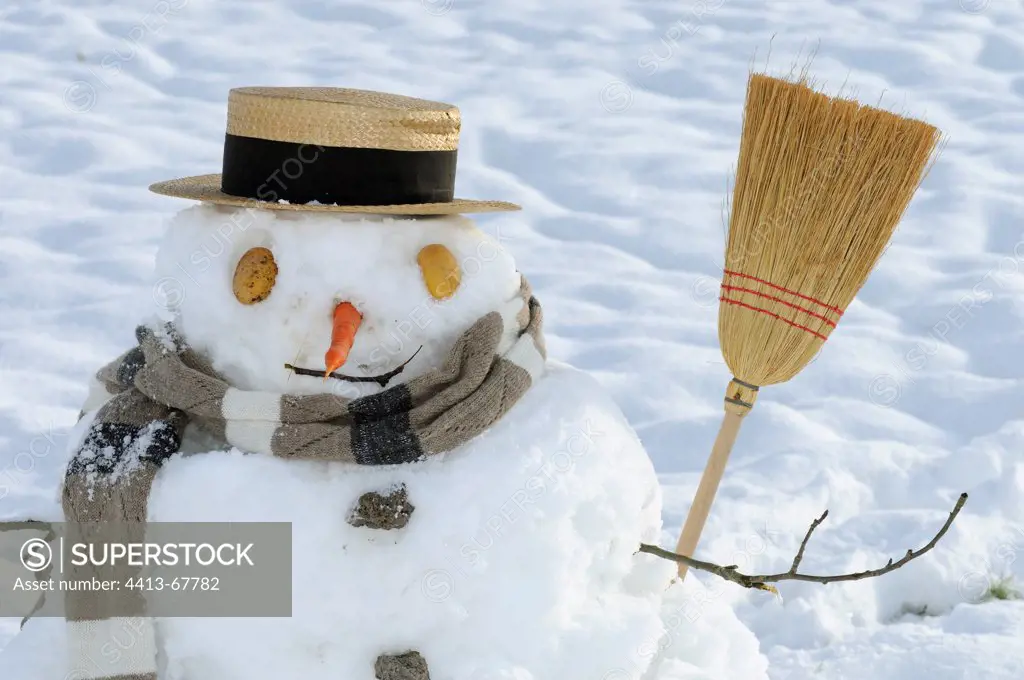 Snowman in winter in Belfort in winter