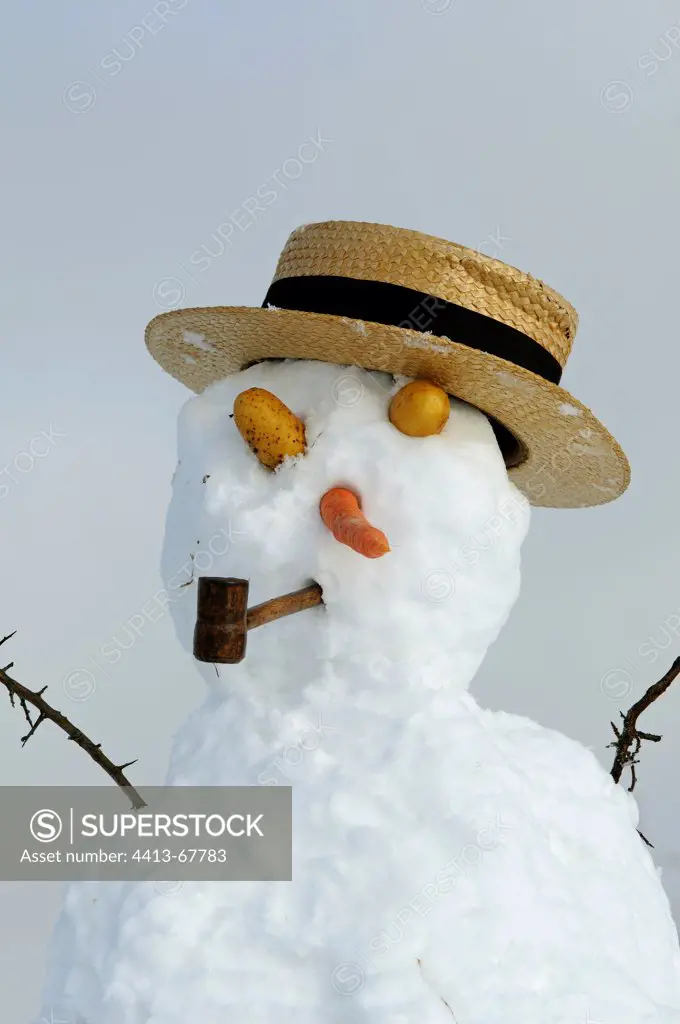 Snowman in winter in Belfort in winter