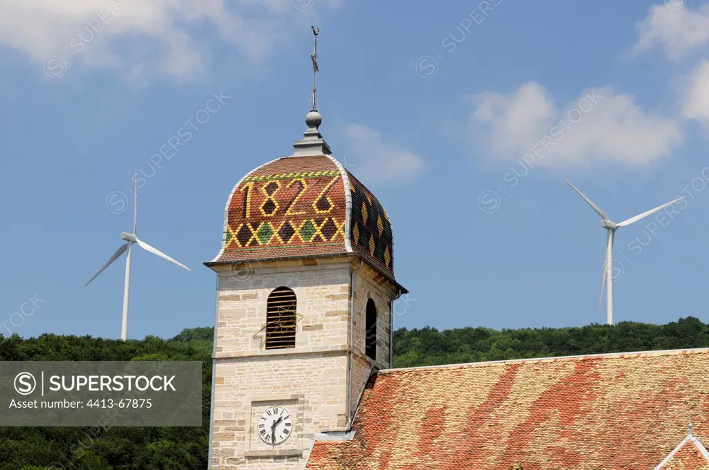 Wind and steeple of the church Comte de Valon Doubs