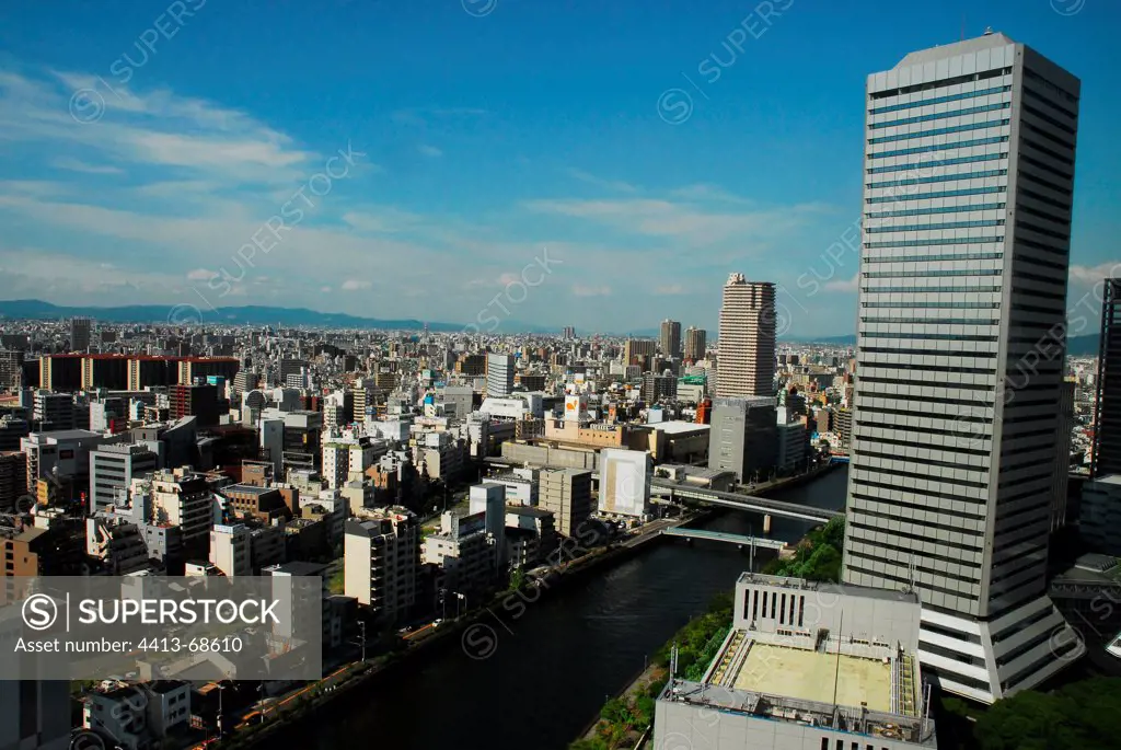 View of the city of Osaka Japan