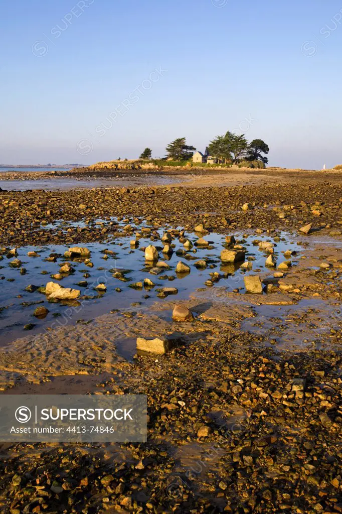Islet in the estuary Jaudy at low tide Côtes d'Armor