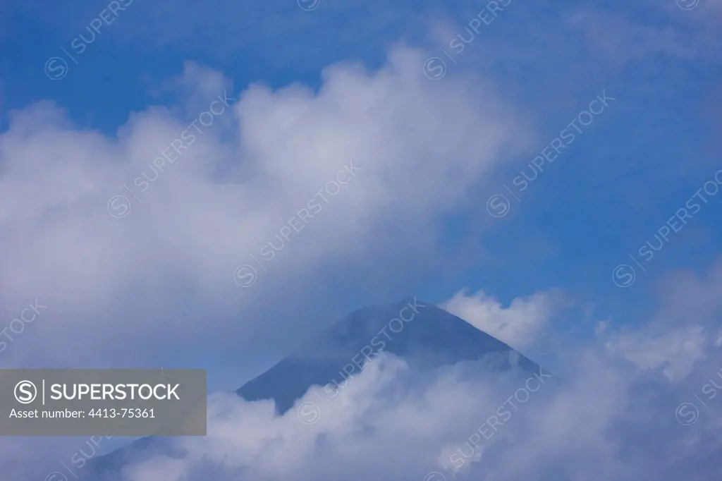 Summit of Ponta do Pico in the clouds Azores