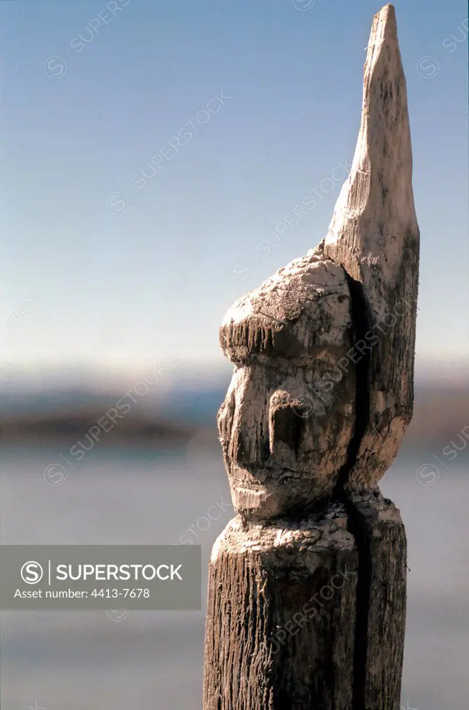 Carved stick representing an Eskimo face Greenland