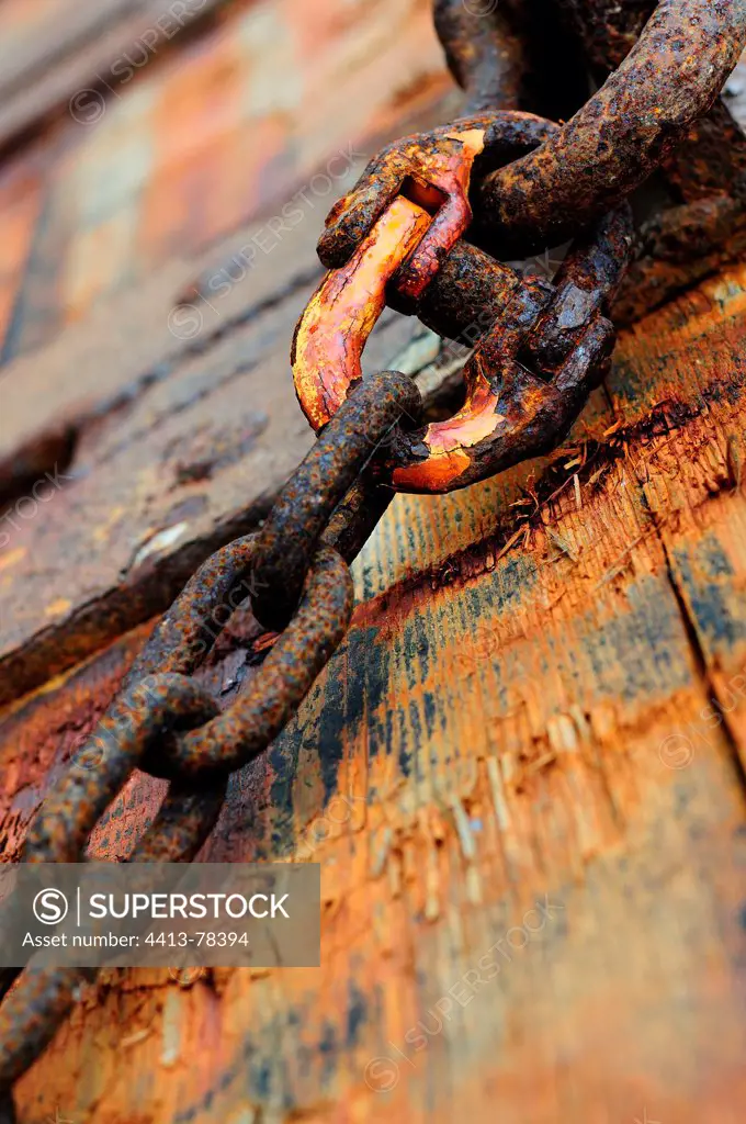 Rusty chanel of a wreck of a fishing boat Honfleur