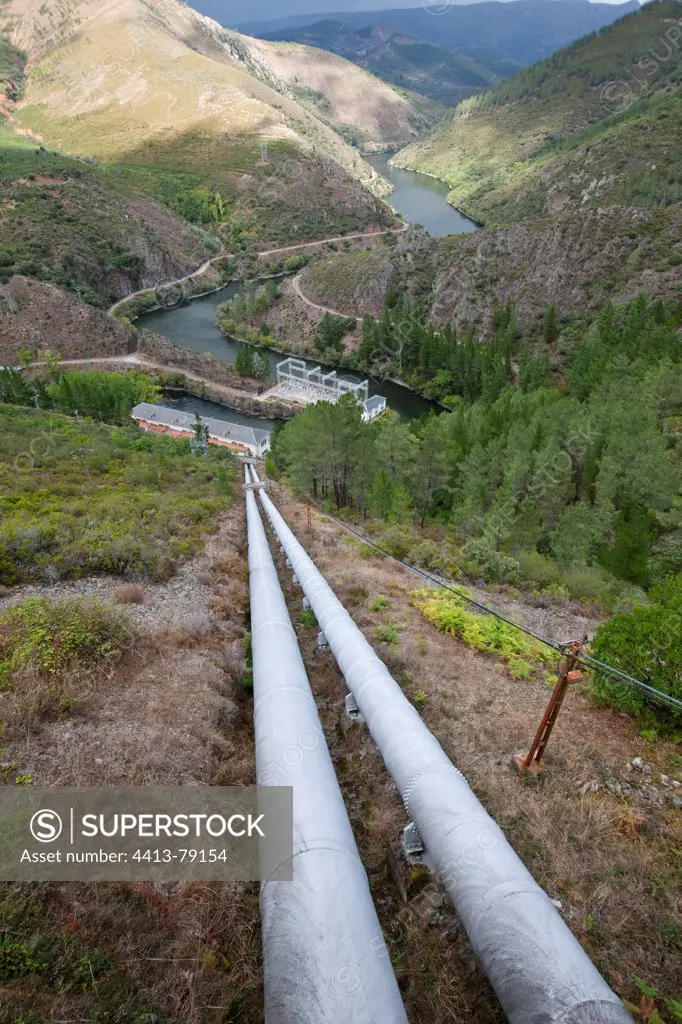 Penstock in the mountains for electricity Spain