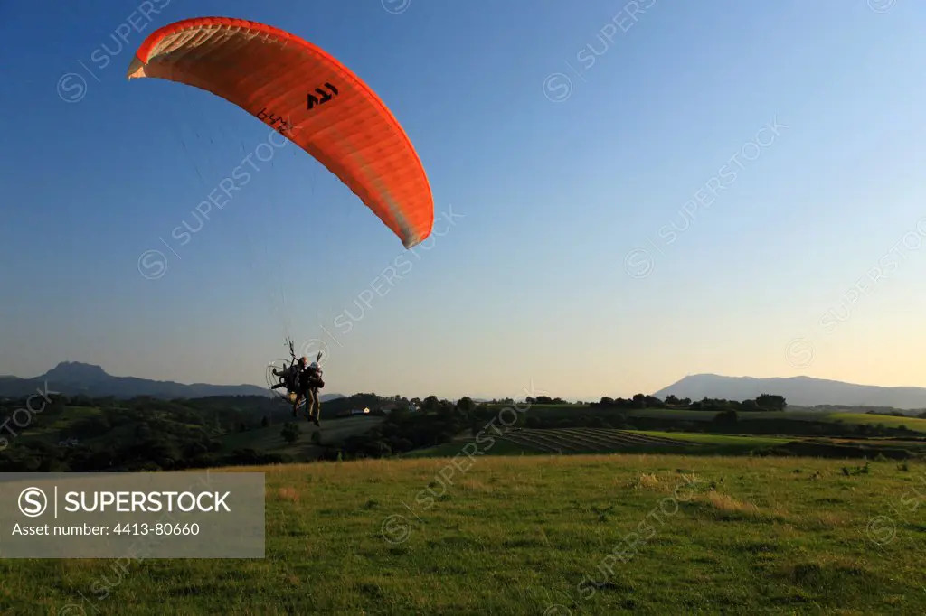 Motorized Paraglider landing Aquitaine France