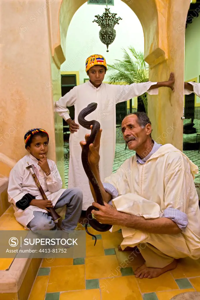Snake charmer with his sons and a Cobra Marrakech