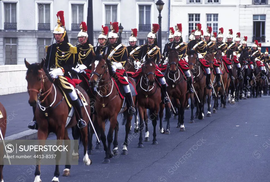 Procession of the Republican Guard with horses France