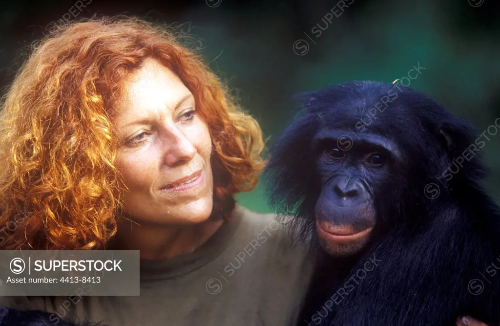 Portrait of Claudine André and Bonobo Congo