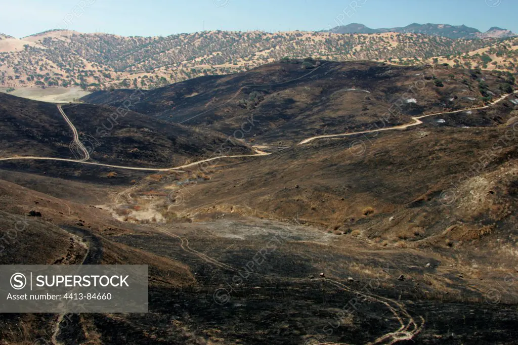 Recent fire in the Diablo Range California USA