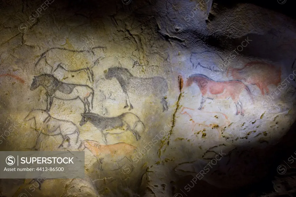 Rock painting in the cave of Ekain in Cestona Spain
