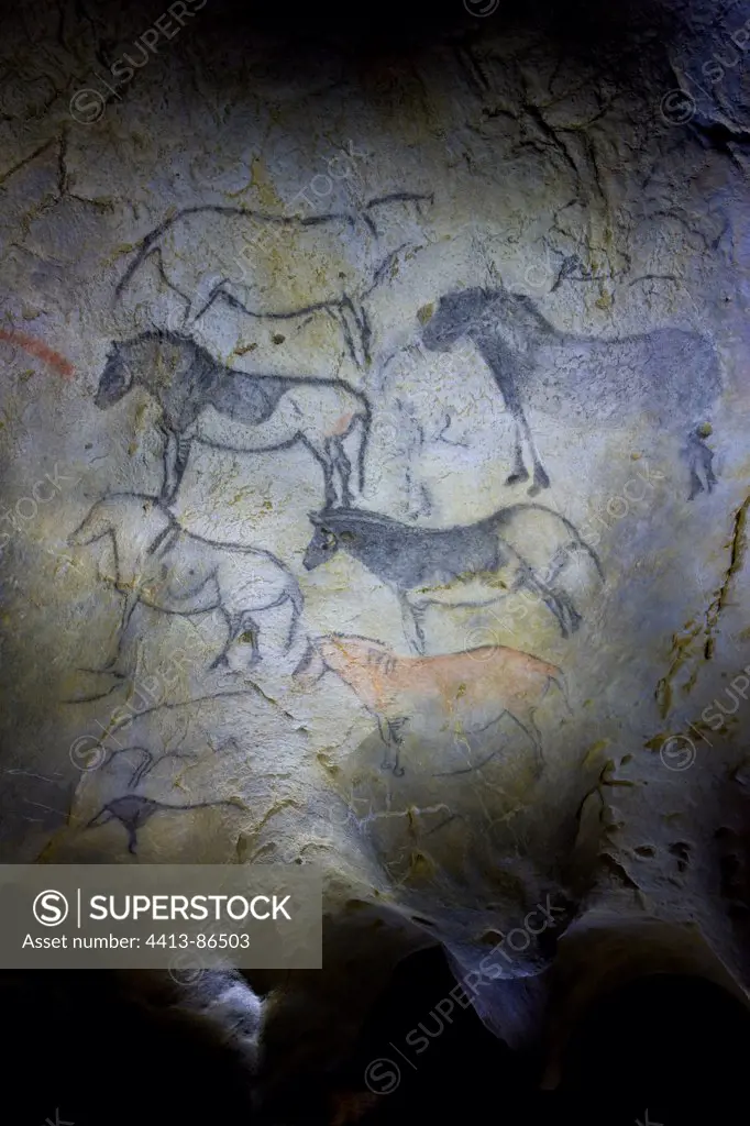 Rock painting in the cave of Ekain in Cestona Spain
